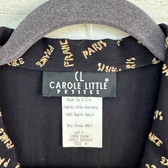 Vintage Carole Little Black and Gold Textured Jacket 8 petite - Picture 2 of 7